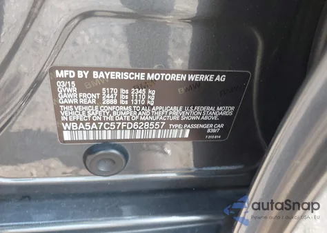 2015 BMW 528 Xi from USA, damaged, VIN WBA5A7C57FD628557